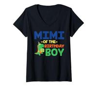 Mujer Mimi of the Birthday For Boy Saurus Rex Dinosaur Party Camiseta Cuello V