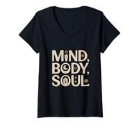 Mujer Mind, Body, Soul Design, Yoga Meditation Balance Camiseta Cuello V