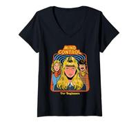Mujer Mind Control Sarcastic Retro Vintage Funny Adult Humor Camiseta Cuello V
