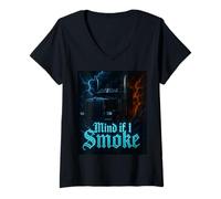 Mujer Mind If I Smoke Funny Trucker Truck Driver Trucking Dads Hombres Camiseta Cuello V