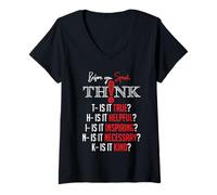 Mujer Mindful Speech Acronym True Helpful Inspiring Kind Graphic Camiseta Cuello V