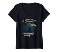 Mujer Mindfulness Meditación Todavía Mente Cita Espiritual Camiseta Cuello V