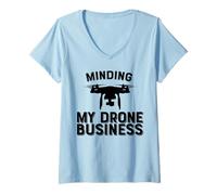 Mujer Minding My Drone Business Divertido Drone Camiseta Cuello V
