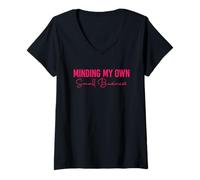 Mujer Minding My Own Small Business Shirt Minding My Own Business Camiseta Cuello V