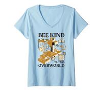 Mujer Minecraft Bee Kind To Your Overworld Bees In Meadows Biome Camiseta Cuello V