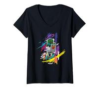 Mujer Minecraft Chicken Jockey Mob Paint Brush Strokes Background Camiseta Cuello V
