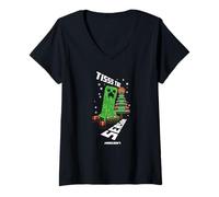 Mujer Minecraft Christmas Tisss The Season! Creeper & Holiday Tree Camiseta Cuello V