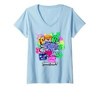 Mujer Minecraft Create Explore Survive Graffiti Style Lettering Camiseta Cuello V