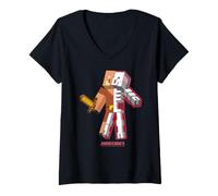 Mujer Minecraft Halloween Piglin X-Ray Skeleton Anatomy Camiseta Cuello V
