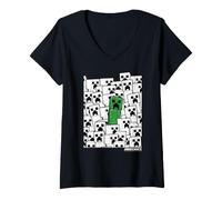 Mujer Minecraft Horde of Creepers Stand out In Crowd Portrait Camiseta Cuello V
