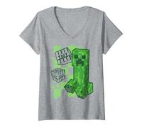 Mujer Minecraft KA-Boom! Creeper and TNT Pixel Art Camiseta Cuello V