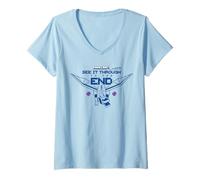 Mujer Minecraft See It Through To The End Ender Dragon Line Art Camiseta Cuello V