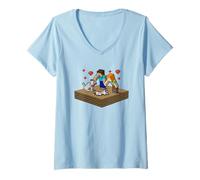 Mujer Minecraft Steve and Alex Take Care of Their Beloved Pets Camiseta Cuello V