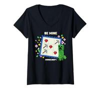 Mujer Minecraft Valentine's Day Be Mine Creeper Valentine's Card Camiseta Cuello V