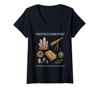 Mujer Minerales curativos de cristal de definición de cristalografía divertida Camiseta Cuello V
