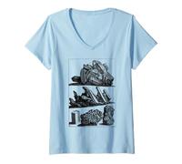 Mujer Minerales Piedras preciosas Cristales Coleccionismo de rocas Geología Camiseta Cuello V