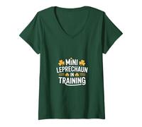 Mujer Mini Leprechaun En Entrenamiento Día De San Patricio Camiseta Cuello V