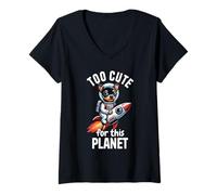 Mujer Miniatura Pinscher Rocket Mars Dog Lover Camiseta Cuello V