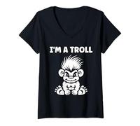 Mujer Minimalist Fantasy Creature Monster Simple I'm a Troll Camiseta Cuello V