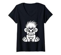Mujer Minimalist Fantasy Creature Monster Simple Troll Camiseta Cuello V