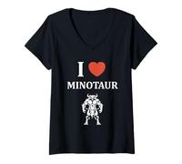 Mujer Minimalist Monster Minotaur Greek mythology i love Minotaur Camiseta Cuello V