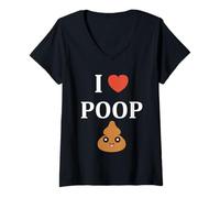 Mujer Minimalist quote little poop humor simple i love poop Camiseta Cuello V