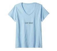 Mujer Minimalista Cat Dad Hombre Divertido Cat Dad Camiseta Cuello V