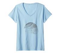 Mujer Minimalista Topográfico Tierra Contorno Mapa Camiseta Cuello V