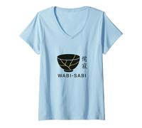 Mujer Minimalista WABI Sabi Japonés Kintsugi Bowl Zen Imperfection Camiseta Cuello V