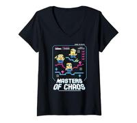 Mujer Minions 8-bit Free To Play Masters of Chaos Camiseta Cuello V