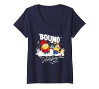 Mujer Minions Bound For The Holidays Festive Camiseta Cuello V