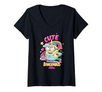 Mujer Minions Cute But Dangerous Camiseta Cuello V