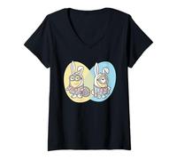 Mujer Minions Dave & Carl Easter Bunny Duo Camiseta Cuello V