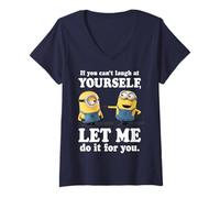 Mujer Minions de Despicable Me si no Puedes reírte de ti Mismo Camiseta Cuello V