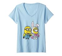 Mujer Minions Easter Feeling Hoppy Front & Back Camiseta Cuello V