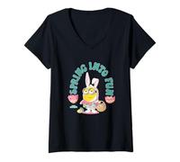 Mujer Minions Easter Spring Into Fun Camiseta Cuello V