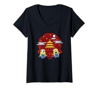 Mujer Minions Lunar New Year Fireworks Fun Camiseta Cuello V