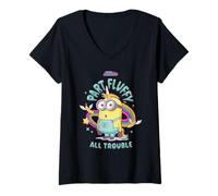 Mujer Minions Part Fluffy, All Trouble Camiseta Cuello V