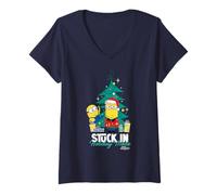 Mujer Minions Stuck In Holiday Mode Festive Camiseta Cuello V
