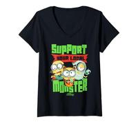 Mujer Minions Support Your Local Monster Camiseta Cuello V