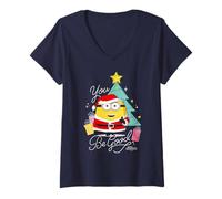 Mujer Minions You Be Good Santa Minion Holiday Camiseta Cuello V