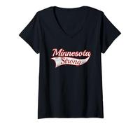Mujer Minnesota Strong Powerful Message Varsity Style Throwback Camiseta Cuello V