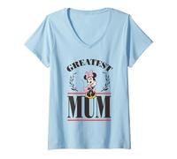 Mujer Minnie Mouse Greatest Mum dia de la madre Camiseta Cuello V