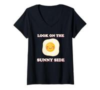 Mujer Mira en el lado soleado huevo de Pascua frito revuelto Kawaii Pun Camiseta Cuello V