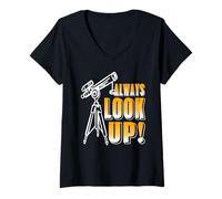 Mujer Mira Siempre Hacia Arriba Estrellas y Espacio Camiseta Cuello V