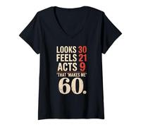Mujer Miradas Divertidas 30 Sentimientos 21 Hechos 9 Diciendo Sesenta Humor Abuelo Camiseta Cuello V