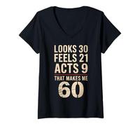 Mujer Miradas Divertidas 30 Sentimientos 21 Hechos 9 Diciendo Sesenta Humor Abuelo Camiseta Cuello V