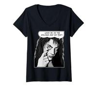 Mujer Mírame En El Delineador De Ojos Y Di Que Pop Art EMO Goth Girl Camiseta Cuello V