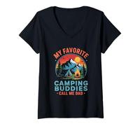 Mujer Mis amigos de campamento favoritos me llaman papá Camiseta Cuello V
