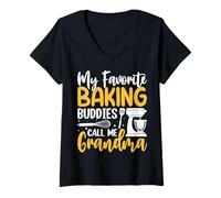 Mujer Mis Amigos Favoritos de Hornear me Llaman Abuela Camiseta Cuello V